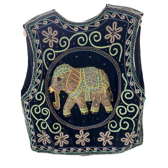 Vintage Black Velvet Vest - Picture 2 of 7